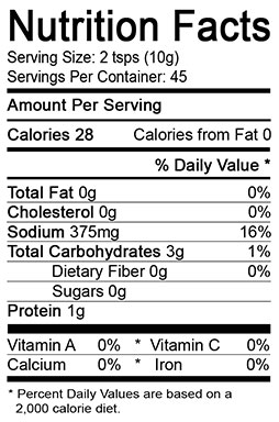 Nutrition facts for Rhapsody organic red miso