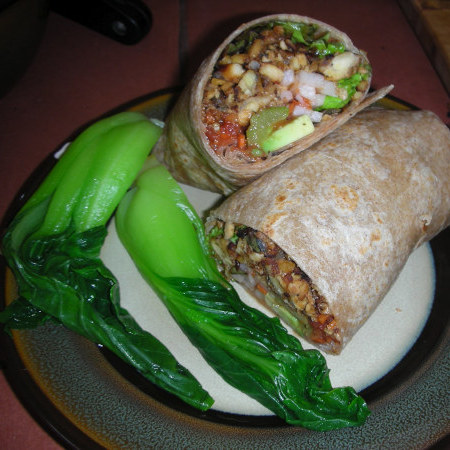 Tempeh Wrap with Blanched Baby Bok Choy